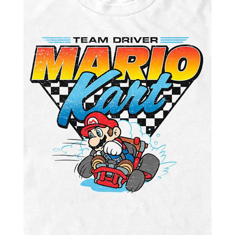 Nintendo Super Mario Men's Mario Kart Team Driver Checkered Flag T-Shirt, 2 of 4