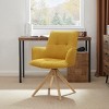Art Leon Fabric Swivel Accent Office Chairs with Oak Wood Legs - 2 of 4