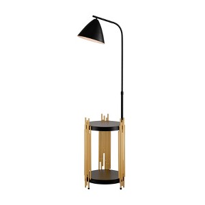 DOMETOUR Luxury Shelves Floor Lamp for Living Room, Matte Gold/Black, Metal Lampshade, Tall Industrial Design, Bedroom/Office (E26 Bulb Not Included) - 1 of 4