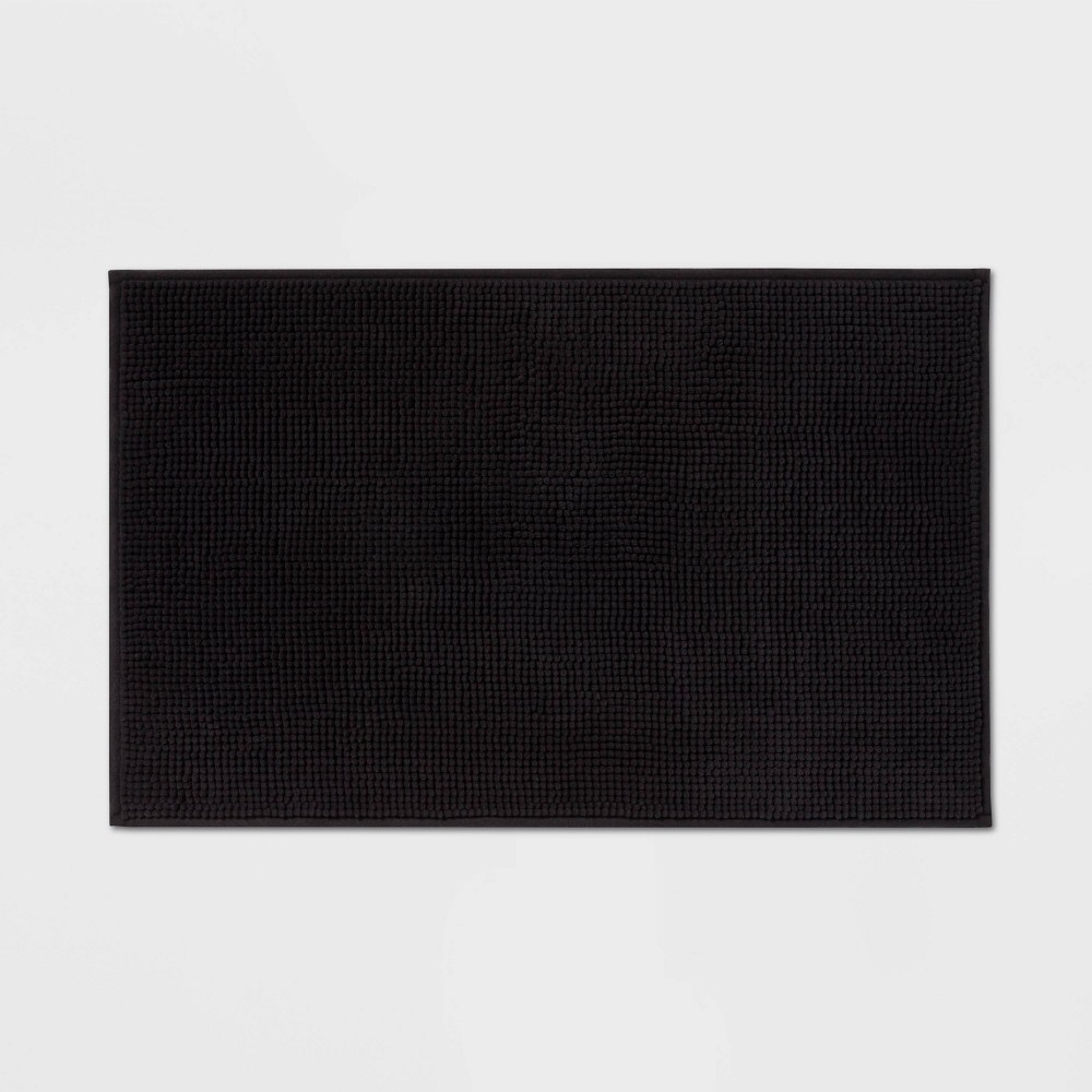 20inx32in Everyday Chenille Bath Rug Black - Room Essentials™