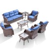 Buenhomino 9PCS Patio Furniture Set, Outdoor Wicker Sofa with Swivel Rocking Chairs Set of 4, Ottomans,Thick Cushions,Rattan Conversation Set - 2 of 4