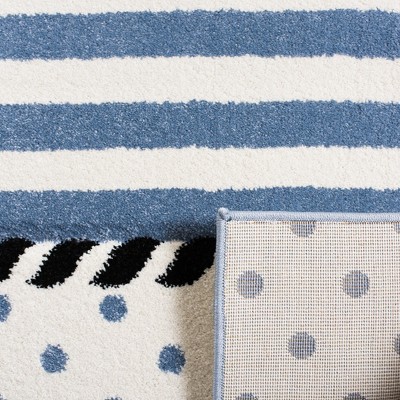 Playful Storybook 8' Square Ivory/Navy Synthetic Kids Rug