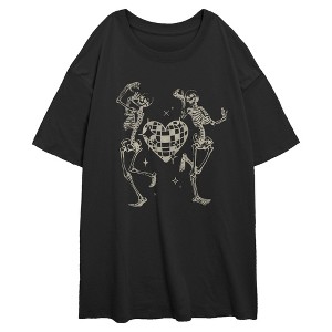 Junior's Lost Gods Skeleton Disco Dancers Oversized T-Shirt - 1 of 2