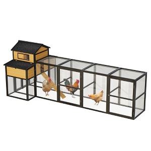 ORRD 150" Large Chicken Coop for 4-6 Chickens, Outdoor Wooden Hen House with Run, Nesting Boxes & Pull-Out Tray, Predator-Proof Black Coop - 1 of 4