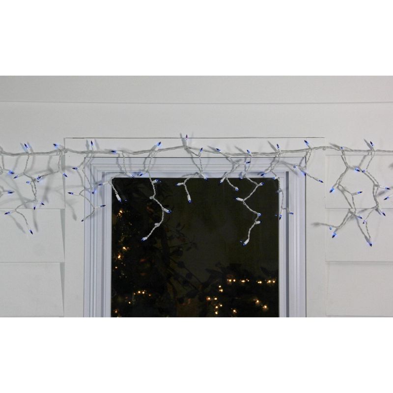 Northlight 50ct Mini Window Curtain Icicle String Lights Blue - 5' White Wire, 3 of 4