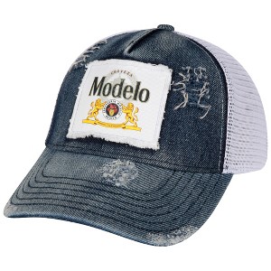 Adult Modelo Especial Logo Patch Distressed Adjustable Trucker Hat - 1 of 4