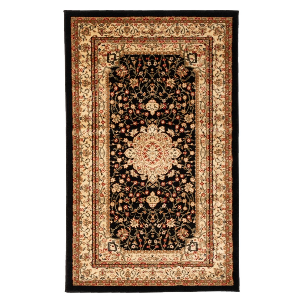 3'3inx5'3in Fay Floral Loomed Rug Black/Ivory - Safavieh