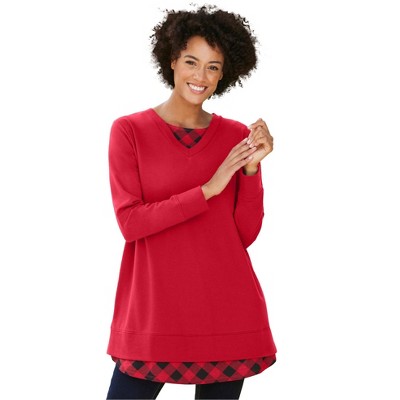 Woman Within Layered Look Sweatshirt