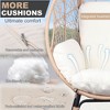 Patio Wicker Egg Chair with Black Color Rattan Grey Cushion and Side Table, Natural - 4 of 4