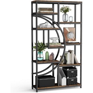 Bookshelf, Open Bookshelf, Home Retro Bookshelf, Tall Storage Rack with 9 Tiers, Display Shelf, Storage Rack, for Office, Living Room, Bedroom, Brown - 1 of 4