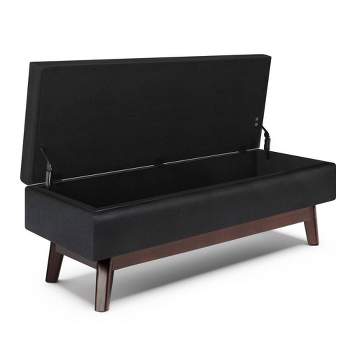 VASAGLE EKHO Collection Storage Ottoman Bench, Entryway Bedroom Bench, 25  Gallons, Synthetic Leather With Stitching, Mid-Century Modern, Safety  Hinges, Loads 660 Lb, Forest Green,Caramel Brown,Ink Black