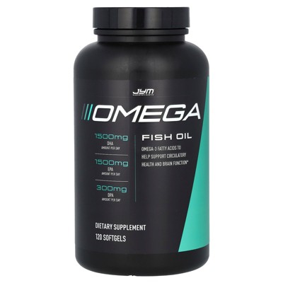 JYM Supplement Science Omega Fish Oil, 120 Softgels (1,300 mg per Softgel)