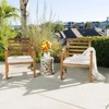FATMOON Set of 2 Outdoor Acacia Wood Club Chairs, Natural Stained / White with Water-Resistant Cushions and Solid Wood Frame for Patio, Garden,Balcony - 2 of 4
