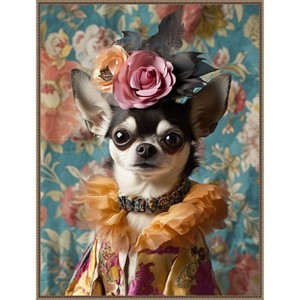 Amanti Art The Duchess Chihuahua by Mowzu  Framed Canvas Wall Art - 1 of 4