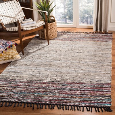 Multicolor Flat Woven Cotton and Cowhide 8' x 10' Rug