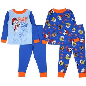 Seven Times Six Paw Patrol Toddler Boys' Pups 4 Piece Long Sleeve Pajama Set Mix and Match Blue - 1 of 4