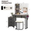 Fredees Dressing Table: Mirror, Lights, Drawers, 2 Shelves, Bedroom Vanity Set with 10 Light Bulbs, Charging Station - 2 of 4
