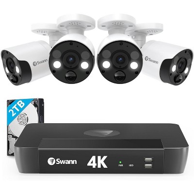 Swann NVR Security System, Round Spotlight Bullet Cameras, 88680 Hub, Black