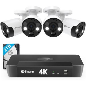 Swann NVR Security System, Round Spotlight Bullet Cameras, 88680 Hub, Black - 1 of 4