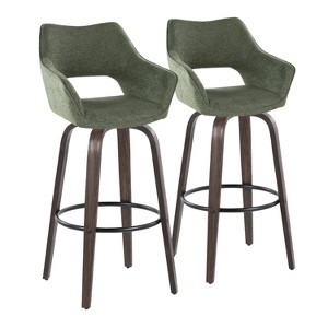LumiSource Set of 2 Mustang Barstools Dark Fabric/Black Metal - 1 of 4