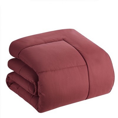 Twin Burgundy Reversible Microfiber Bed in a Bag Set
