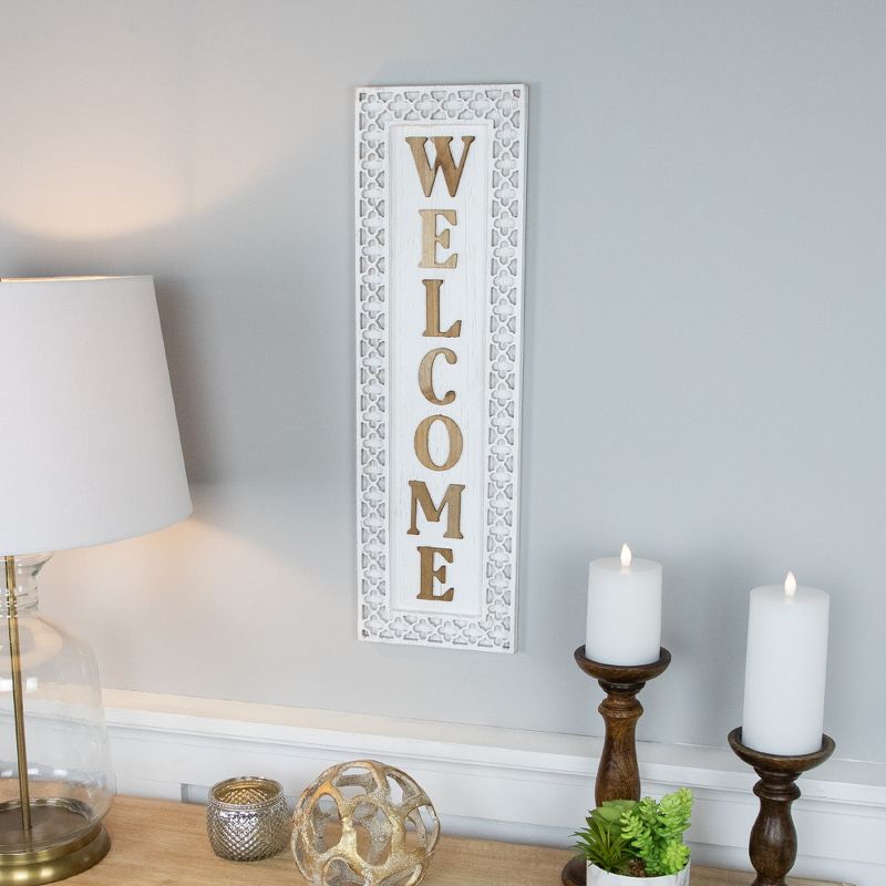 Northlight Rustic Welcome Wooden Wall Sign - 24" - White, 2 of 7