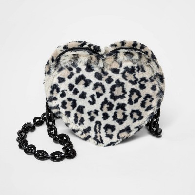 faux fur leopard bag