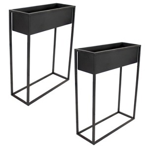 Sunnydaze Modern Simplicity 27.5" H Cold-Rolled Steel Outdoor Elevated Planter - Black Powder-Coated Finish - 1 of 4