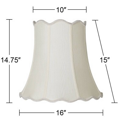 Medium Scallop Bell Lamp Shade in Creme Polyester with Bronze Finish