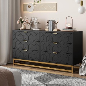 Dresser for Bedroom, 53.5" Large 6/7 Drawer Dresser Organizer with Golden Metal Handle and Legs - 1 of 4