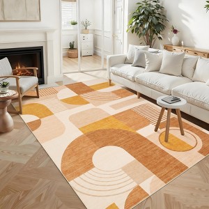 Area Rug Modern Geometric Abstract Rug Bedroom Ultra-Thin Soft Low Pile Large Carpet Living Room Non Slip Dining Room - 1 of 4