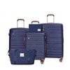 Vynxaria 5-Piece Blue PP Hardshell Luggage Set 20/24/28" Suitcases Travel Bag Toiletry Pouch TSA Lock Durable Carry On Set - 3 of 4
