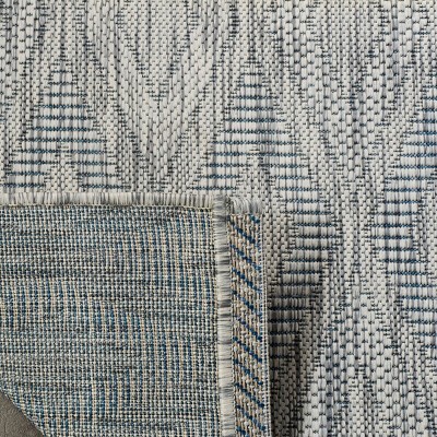 Subtle Diamond Aqua Grey 59" Synthetic Indoor/Outdoor Rug