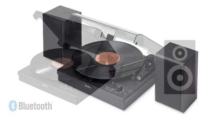 JENSEN 3-Speed Stereo Turntable with Speakers and Dual Bluetooth Transmit/Receive - Black, 2 of 7, play video