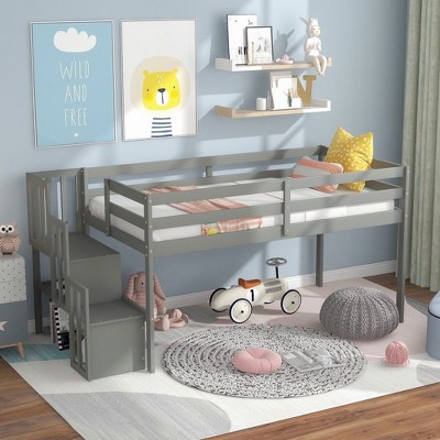 NicBex Twin Size Loft Bed,Loft Bed Frame,Bed Frame for Kids,Box Spring Not Required
