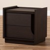 Larsine Finished 2 Drawer Nightstand Brown - Baxton Studio: Modern Design, Cut-Out Handles, Engineered Wood - 3 of 4