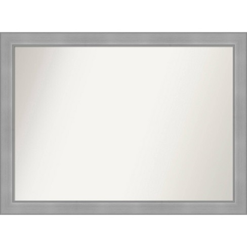 42" x 31" Non-Beveled Vista Brushed Nickel Wall Mirror - Amanti Art: Modern Rectangle, Polystyrene Frame, Wall Mounted - image 1 of 4