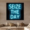 Neon Seize The Day Aqua on Black by Hailey Carr Unframed Wall Canvas - iCanvas - 4 of 4