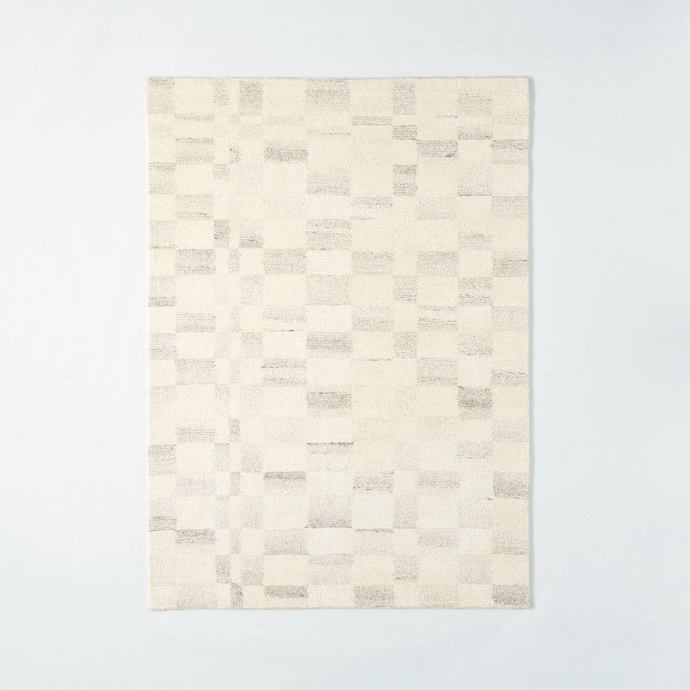5'x7' Irregular Checkerboard Tufted Rug Cream - Threshold™ designed with Studio McGee