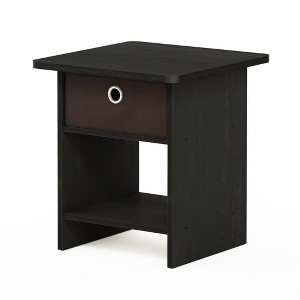 Furinno Dario End Table/ Night Stand Storage Shelf with Bin Drawer, Espresso/Brown - 1 of 1