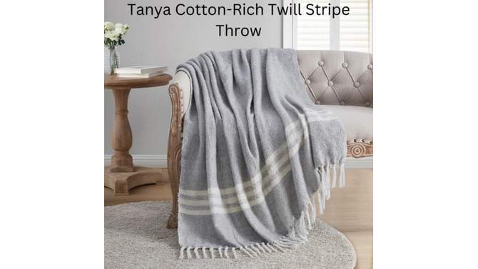 VCNY 50&#34;x60&#34; Tanya Striped Cotton-Rich Throw Blanket Ivory/Navy, 2 of 7, play video