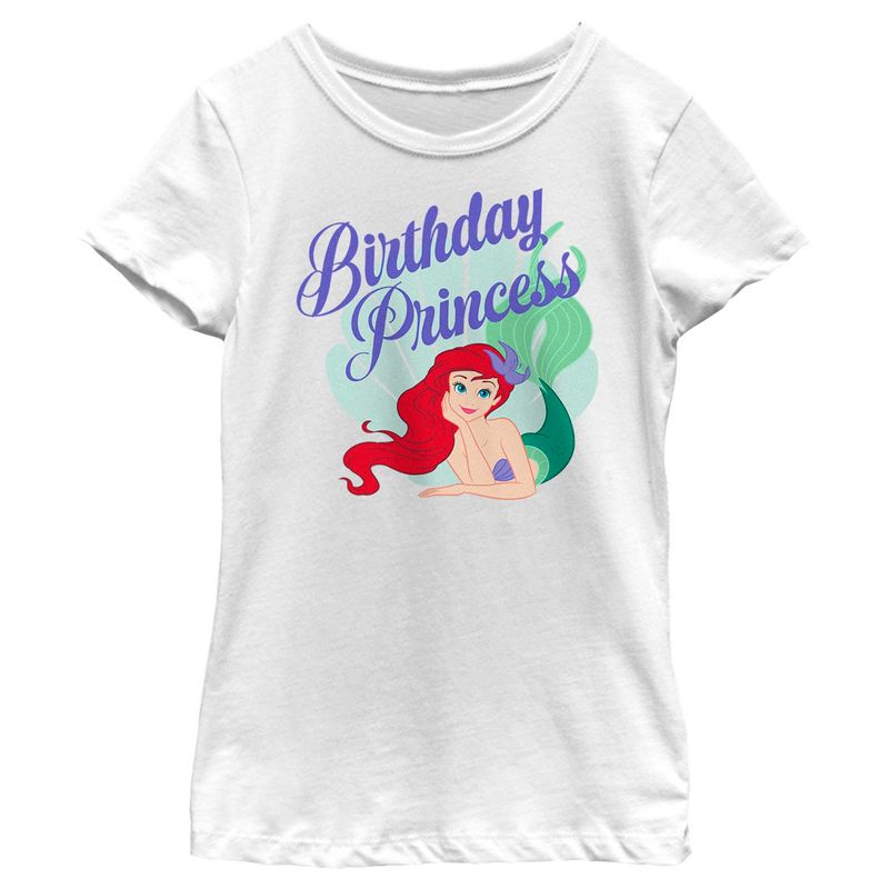 Girl's The Little Mermaid Ariel Birthday Princess T-Shirt, 1 of 5