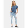 EXLURA Womens Summer Cute Crop Tops Short Sleeve Pleated T-shirts Crewneck Blouse - 4 of 4