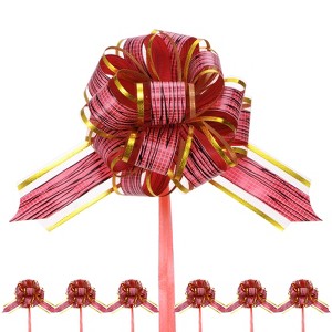 Unique Bargains Plastic Gold Edge Glossy Durable Ribbon Pull Bows 20 Count - 1 of 4