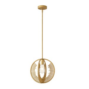 PAKOKULA 60-Watt 1 Light Ice Flower Gold Modern Pendant Light with Planetary ring decoration - 1 of 4