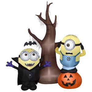 Gemmy Airblown Inflatable Minions w/Tree and Pumpkin Scene Universal, 5.5 ft Tall, Multi - 1 of 4