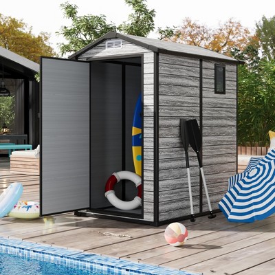 6x4 FT All-Weather Plastic Shed - Outdoor Resin Storage with Lockable Door, Ventilation & Windows - UV-Protected