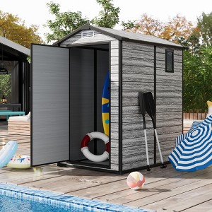 6x4 FT All-Weather Plastic Shed - Outdoor Resin Storage with Lockable Door, Ventilation & Windows - UV-Protected - 1 of 4