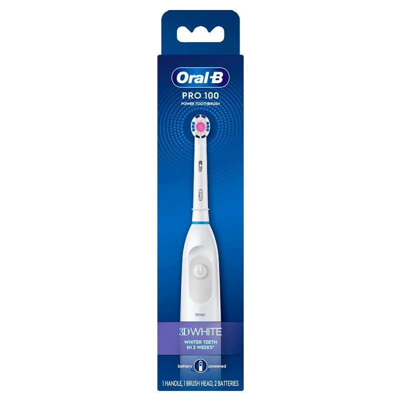 Oral-B Pro 100 3D White Brilliance Whitening Battery Toothbrush - White, 1 of 10