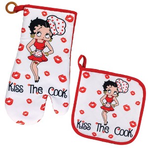 Oven Mitt And Potholder Set - Betty Boop, "Kiss the Cook" - 1 of 2